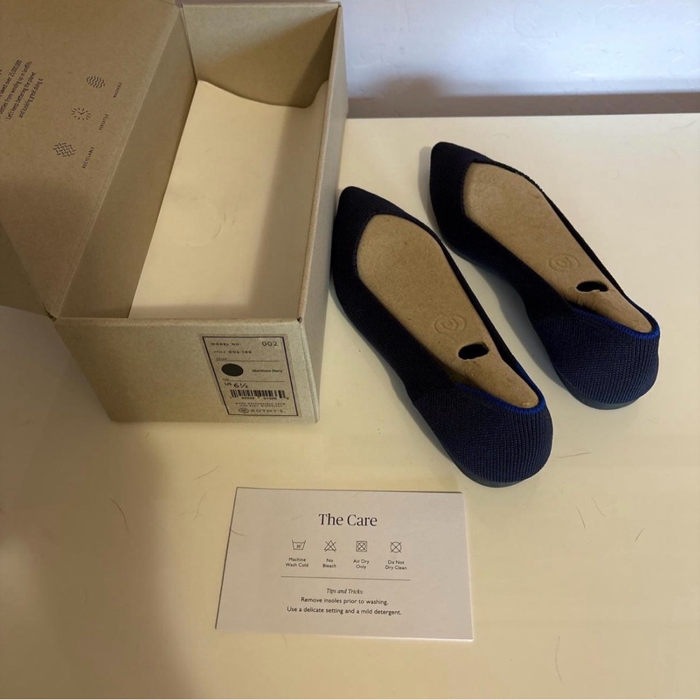 Rothy’s The Point Maritime Navy Washable Sustainable Women’s Flats Size 6.5